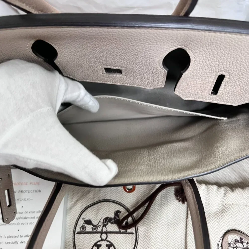 100% Authentic Hermes Birkin 30 Trench Togo PHW Stamp T - Picture 12 of 16